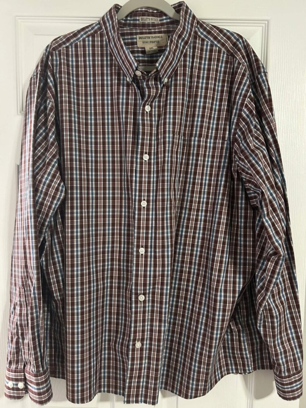 Duluth Trading Co Men's 2XL Plaid Button Down Shirt Wrinklefighter